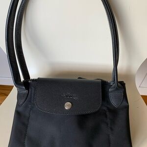 Longchamp Black Tote with Silver Hardware